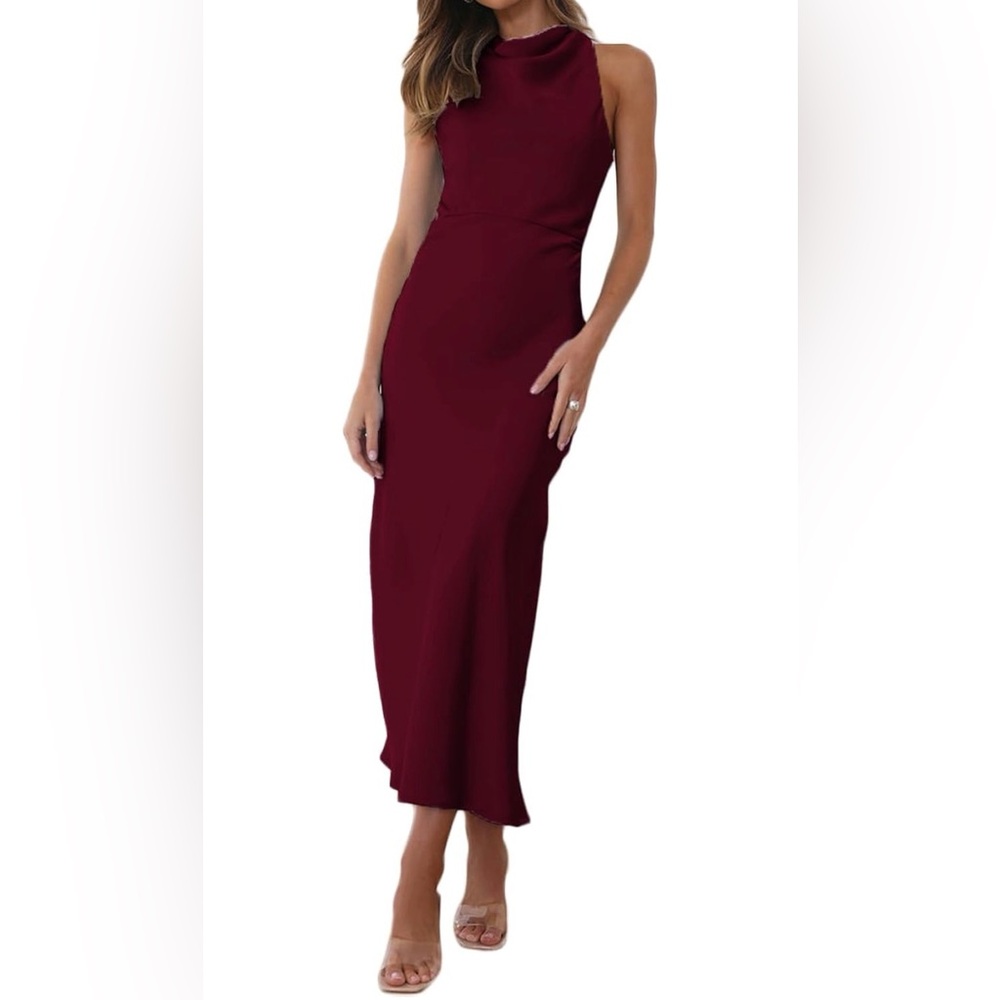 Elegant Backless Burgundy Dress